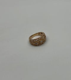 Edwardian Style Diamond Bezel Filigree 14K Yellow Gold Vintage Details Band Ring