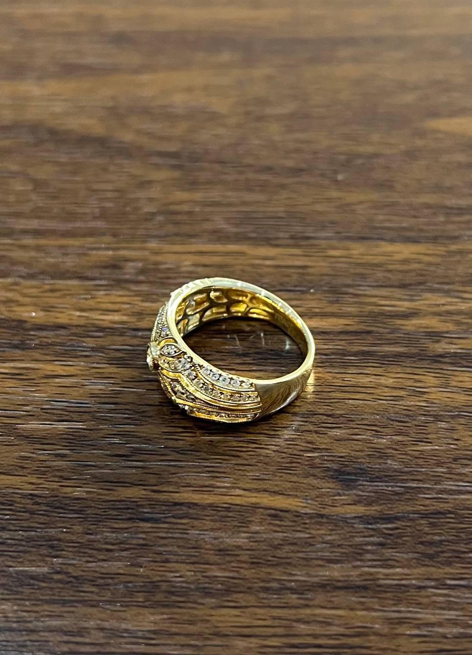 Edwardian Style Diamond Bezel Filigree 14K Yellow Gold Vintage Details Band Ring For Sale 2