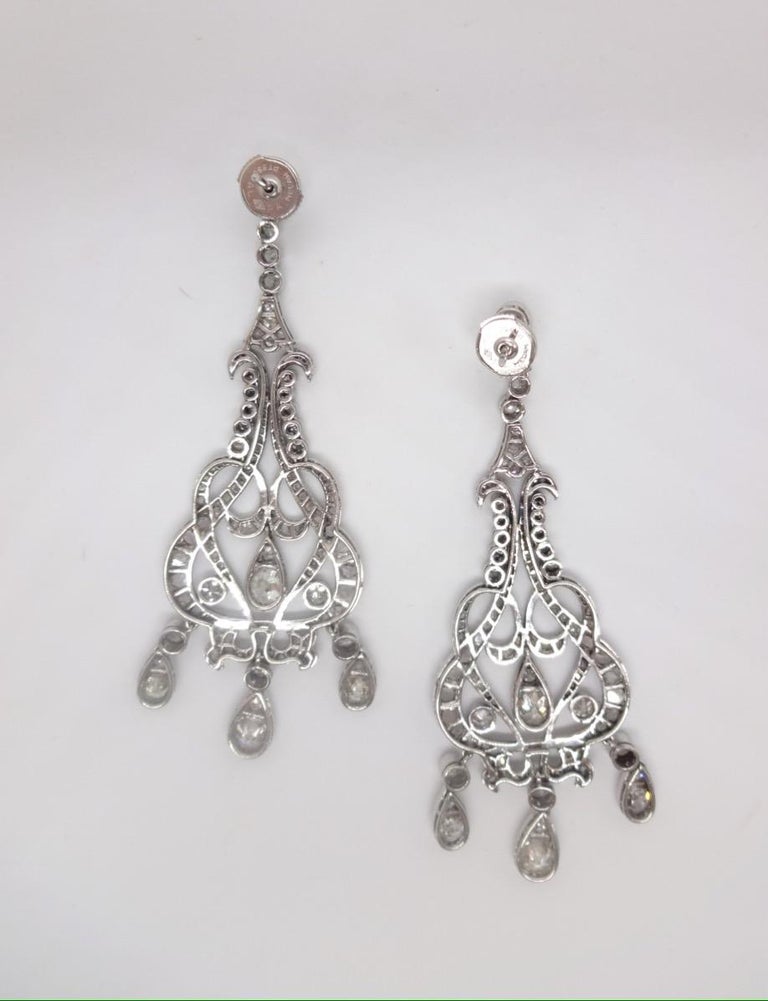 Edwardian Style Diamond Chandelier Earrings For Sale at 1stDibs