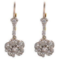 Edwardian style diamond platinum drop earrings