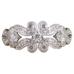 Edwardian Style Diamond Set Scroll Ring in White Gold