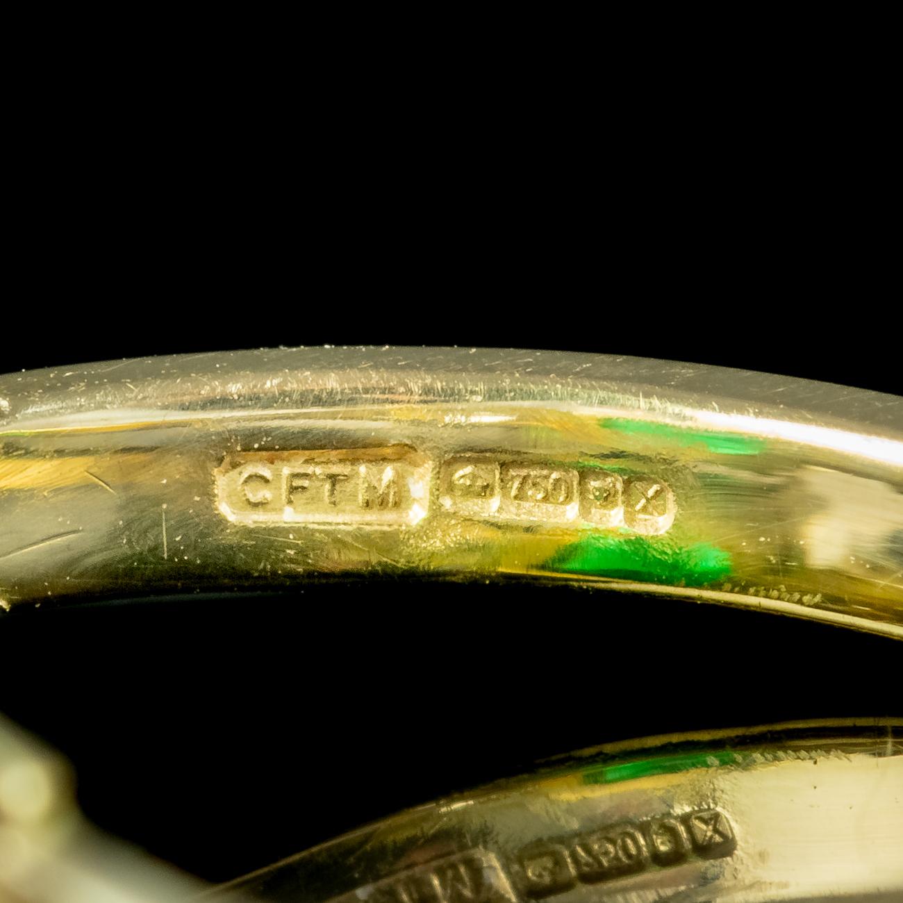 Edwardian Style Emerald Diamond Trilogy Ring 3.39ct Emerald 1.95ct Diamond  For Sale 2