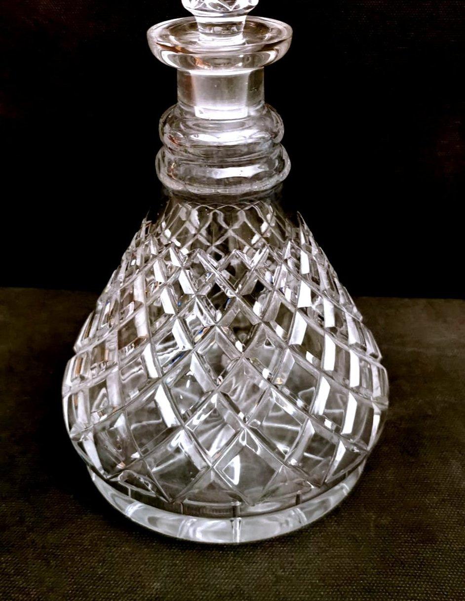 Edwardian Style English Cut And Ground Crystal Liqueur Bottle 7