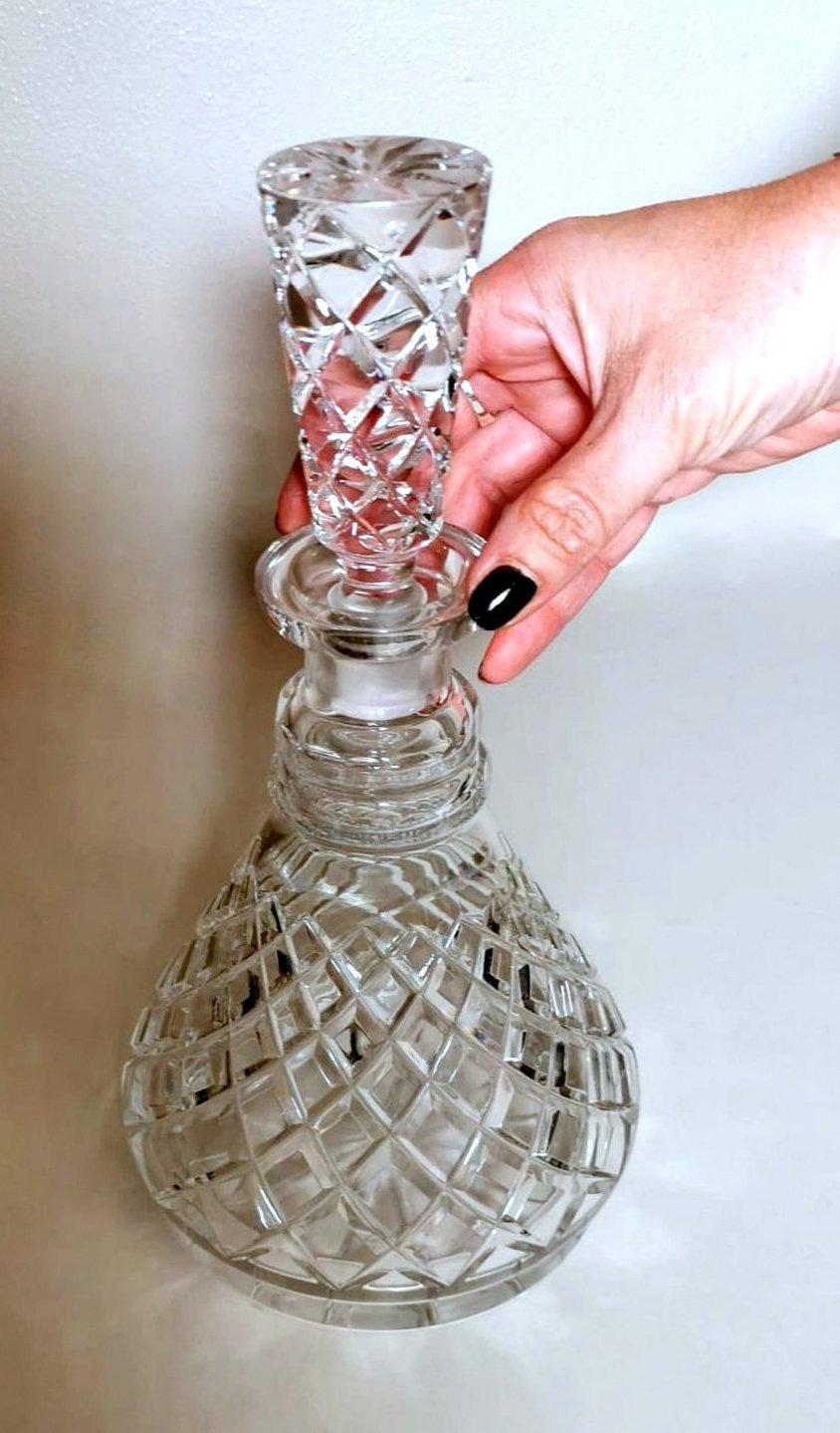 Edwardian Style English Cut And Ground Crystal Liqueur Bottle 14