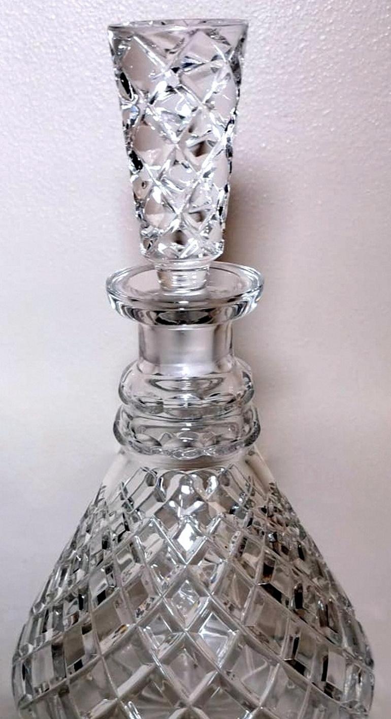 Edwardian Style English Cut And Ground Crystal Liqueur Bottle In Good Condition In Prato, Tuscany