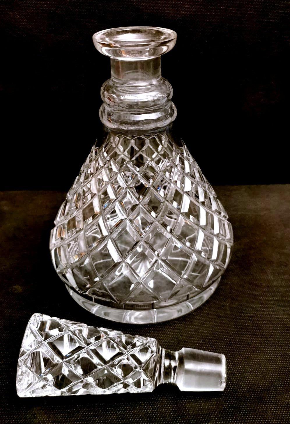 Edwardian Style English Cut And Ground Crystal Liqueur Bottle 2