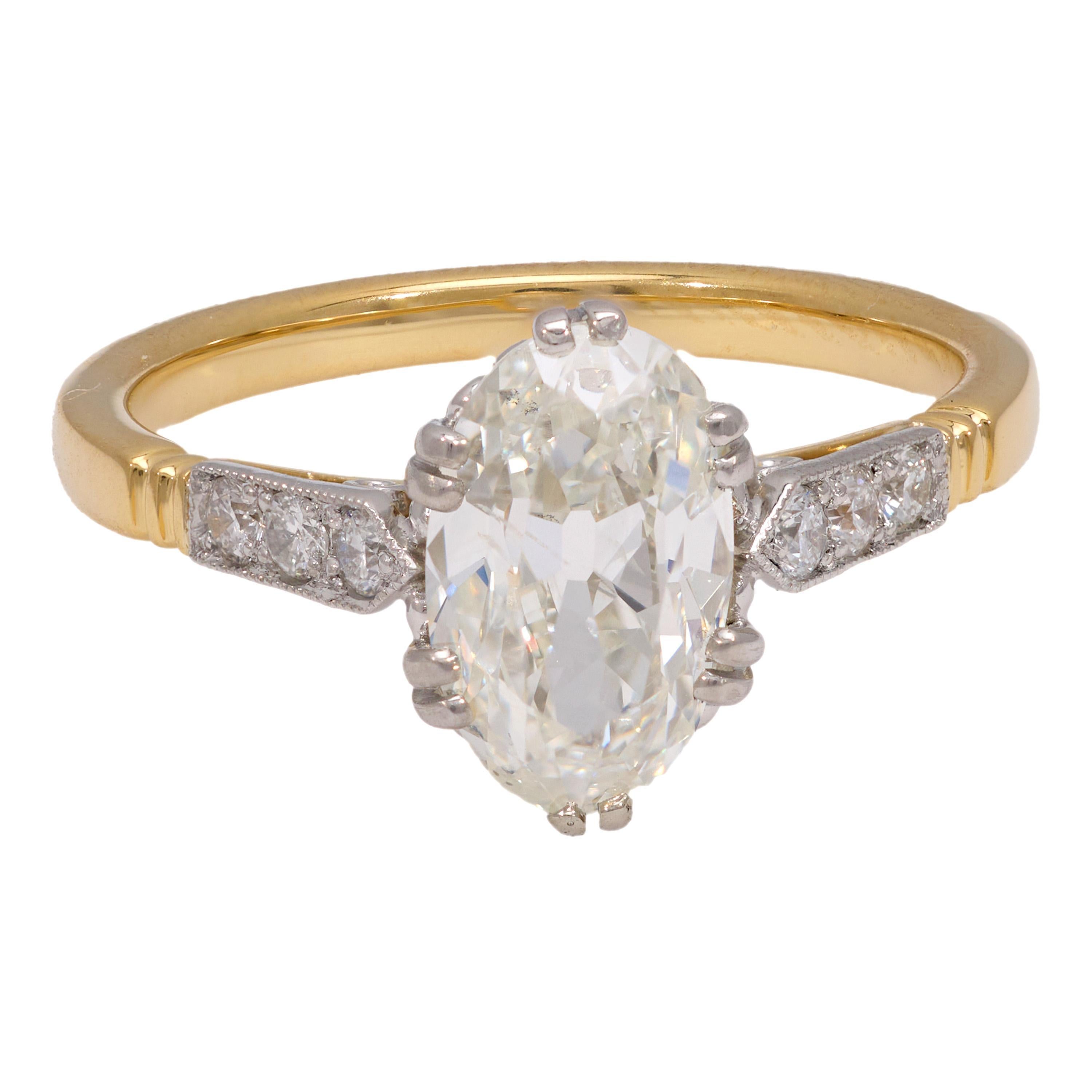 Old Mine Cut Edwardian style GIA 1.80 carat old mine diamond 18k yellow gold engagement ring For Sale