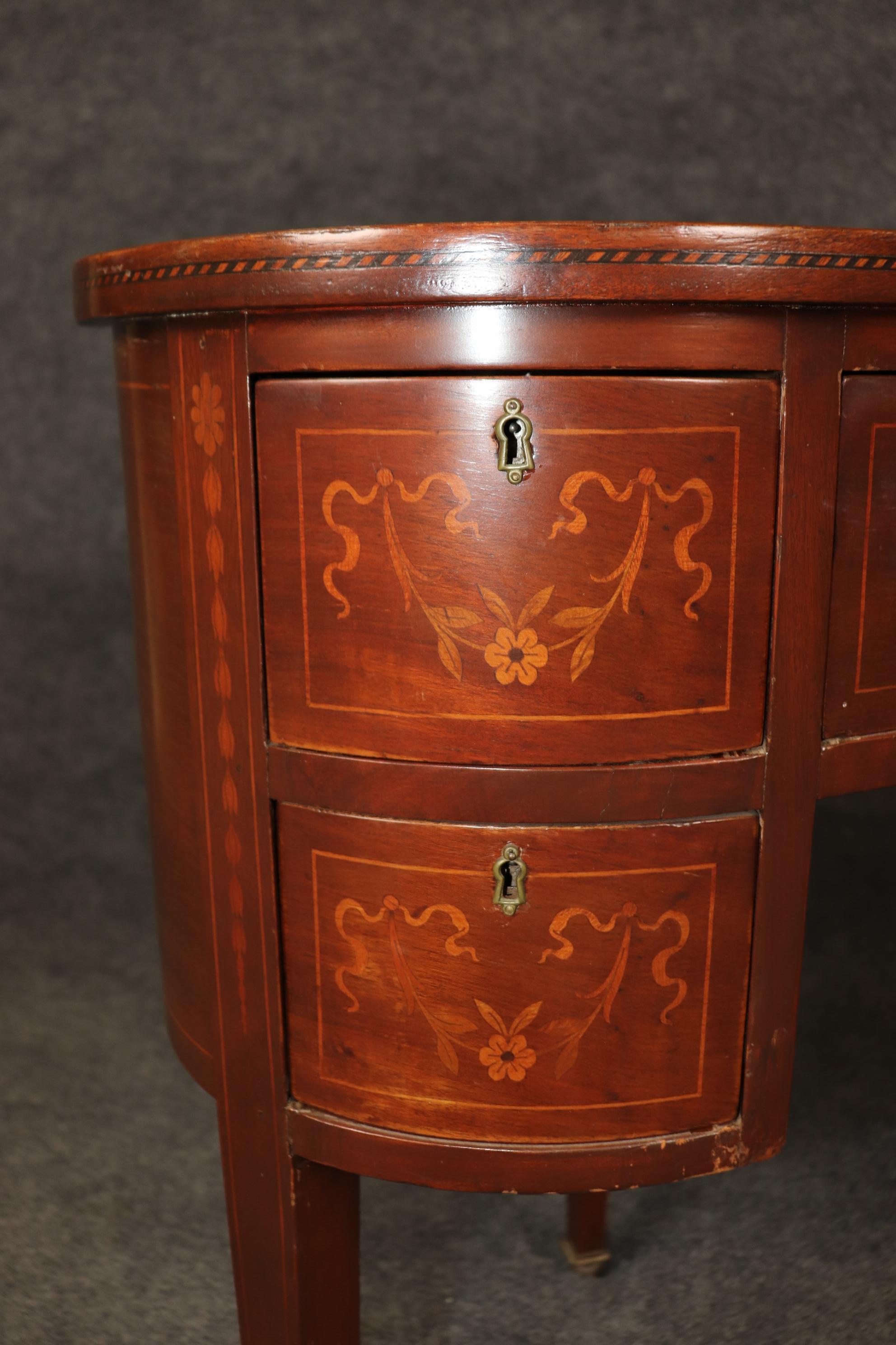 Edwardian Style Inlaid Walnut Chinoiserie Style Top Desk For Sale 4
