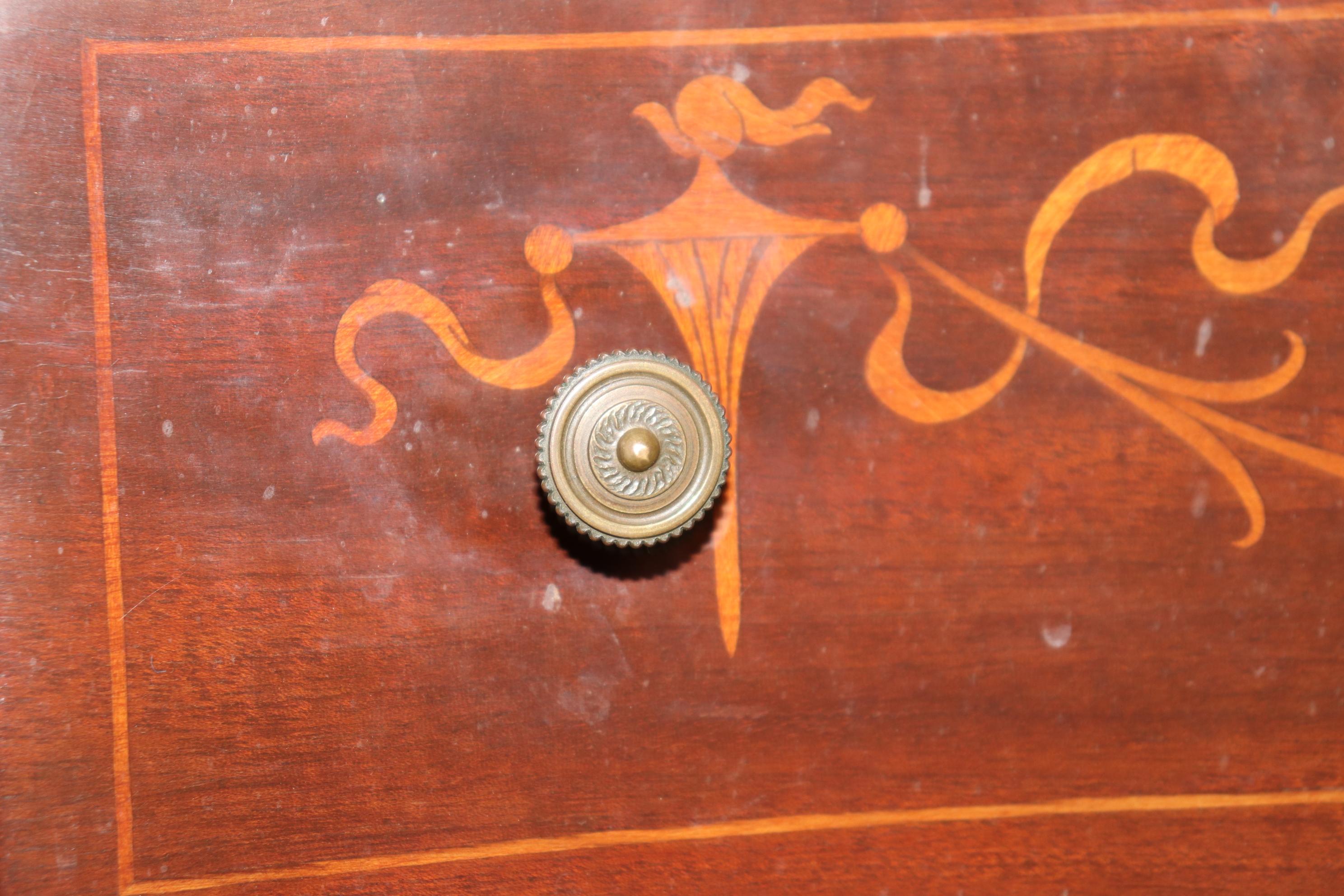 Edwardian Style Inlaid Walnut Chinoiserie Style Top Desk For Sale 6