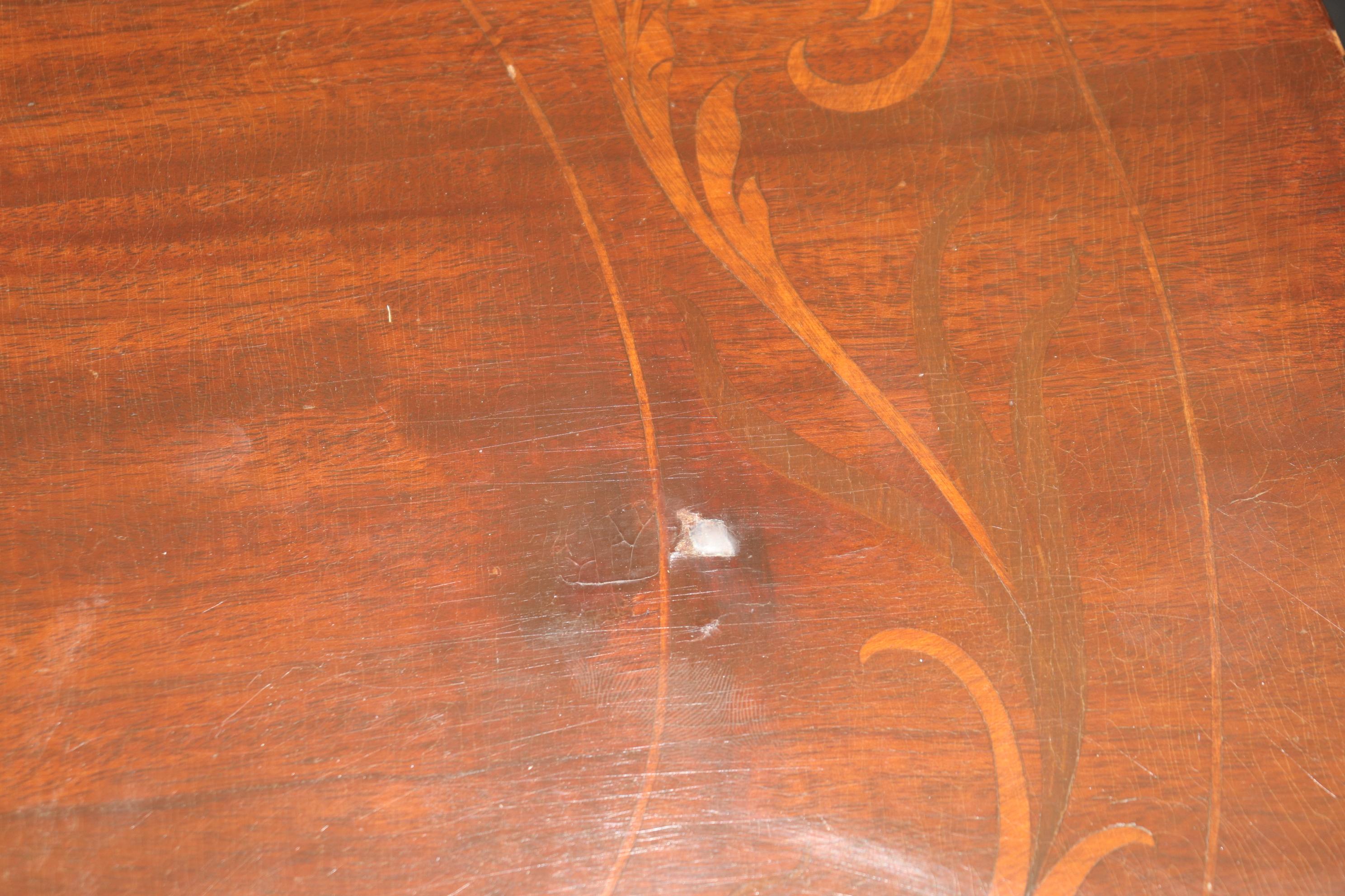 Edwardian Style Inlaid Walnut Chinoiserie Style Top Desk For Sale 8