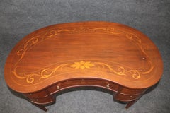 Edwardian Style Inlaid Walnut Chinoiserie Style Top Desk
