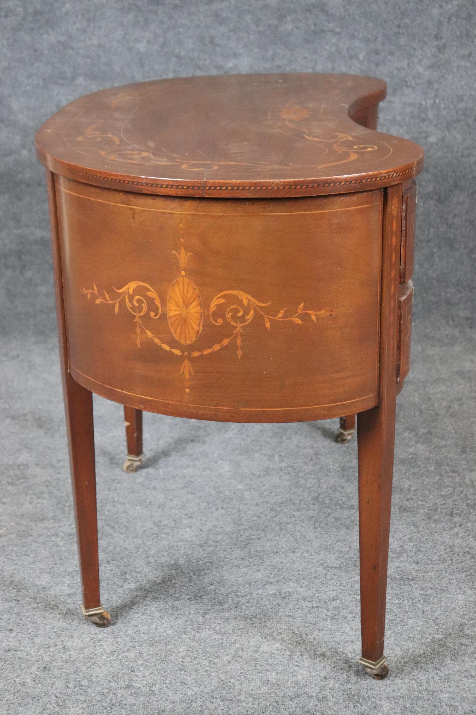 Edwardian Style Inlaid Walnut Chinoiserie Style Top Desk For Sale 1