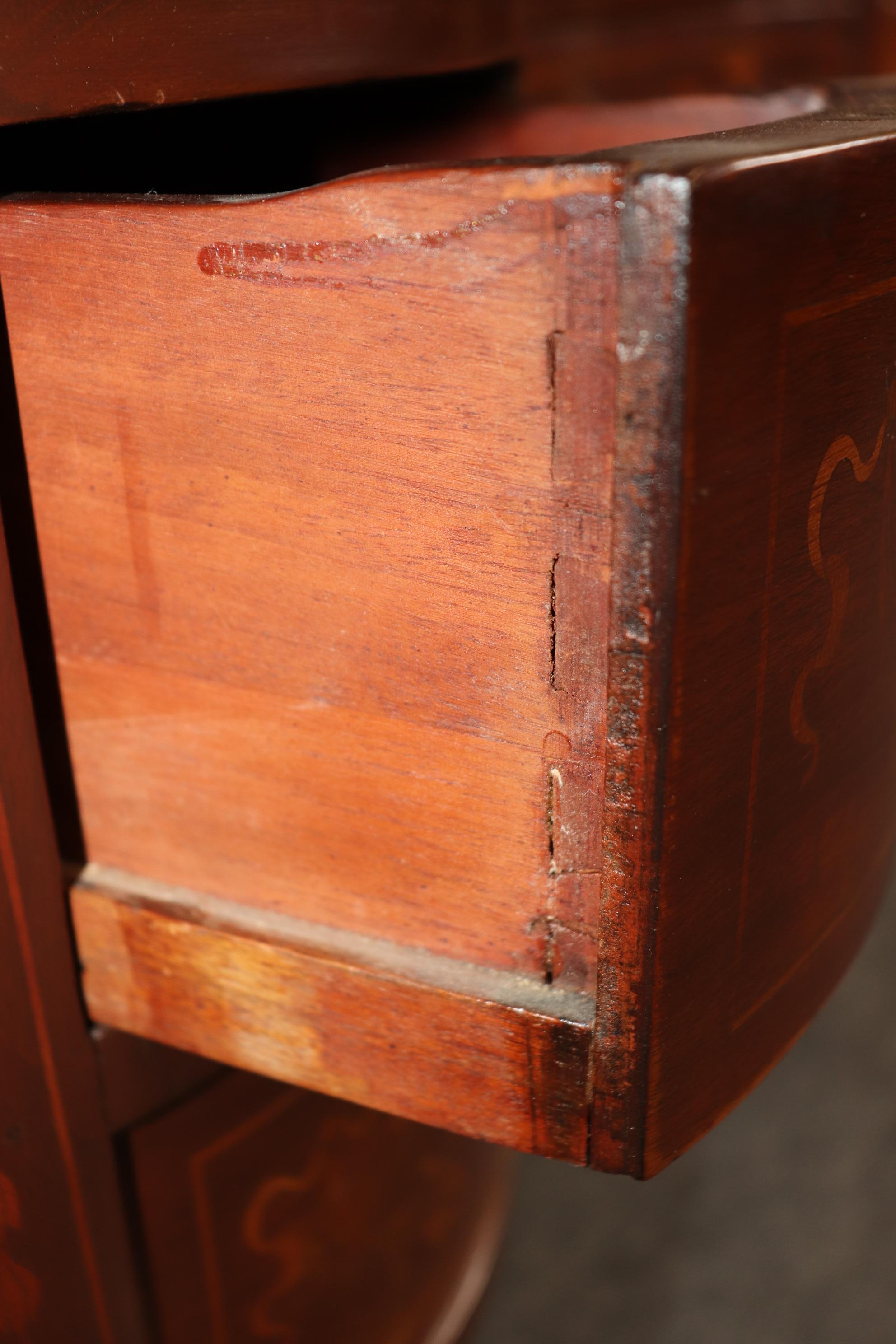 Edwardian Style Inlaid Walnut Chinoiserie Style Top Desk For Sale 2