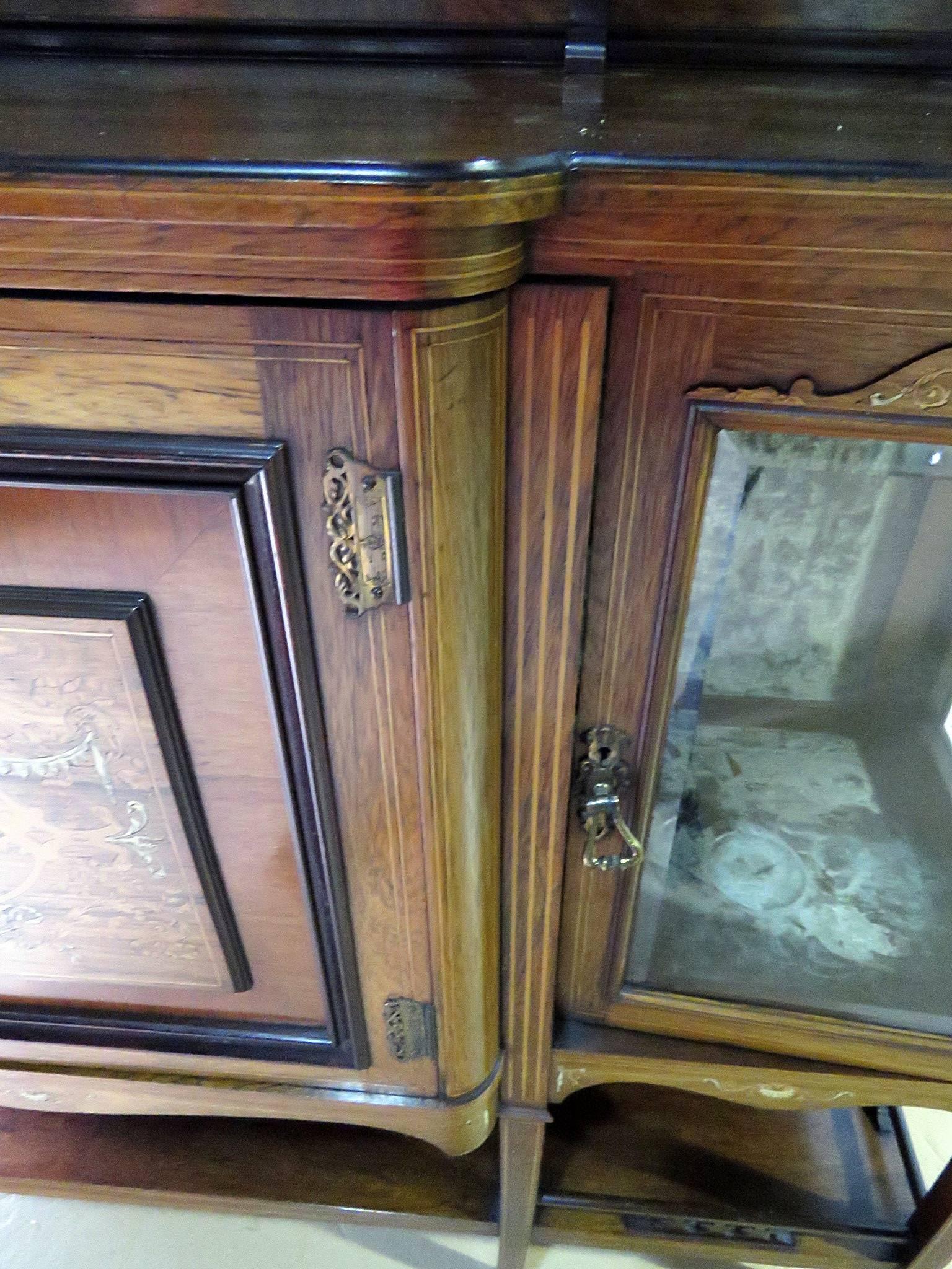 20th Century Edwardian Style Inlaid Sideboard with Superstructure For Sale