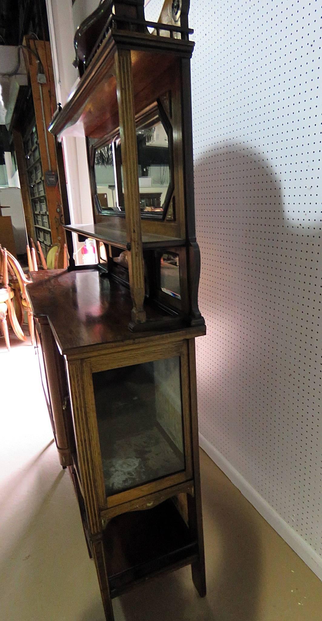 Mirror Edwardian Style Inlaid Sideboard with Superstructure For Sale
