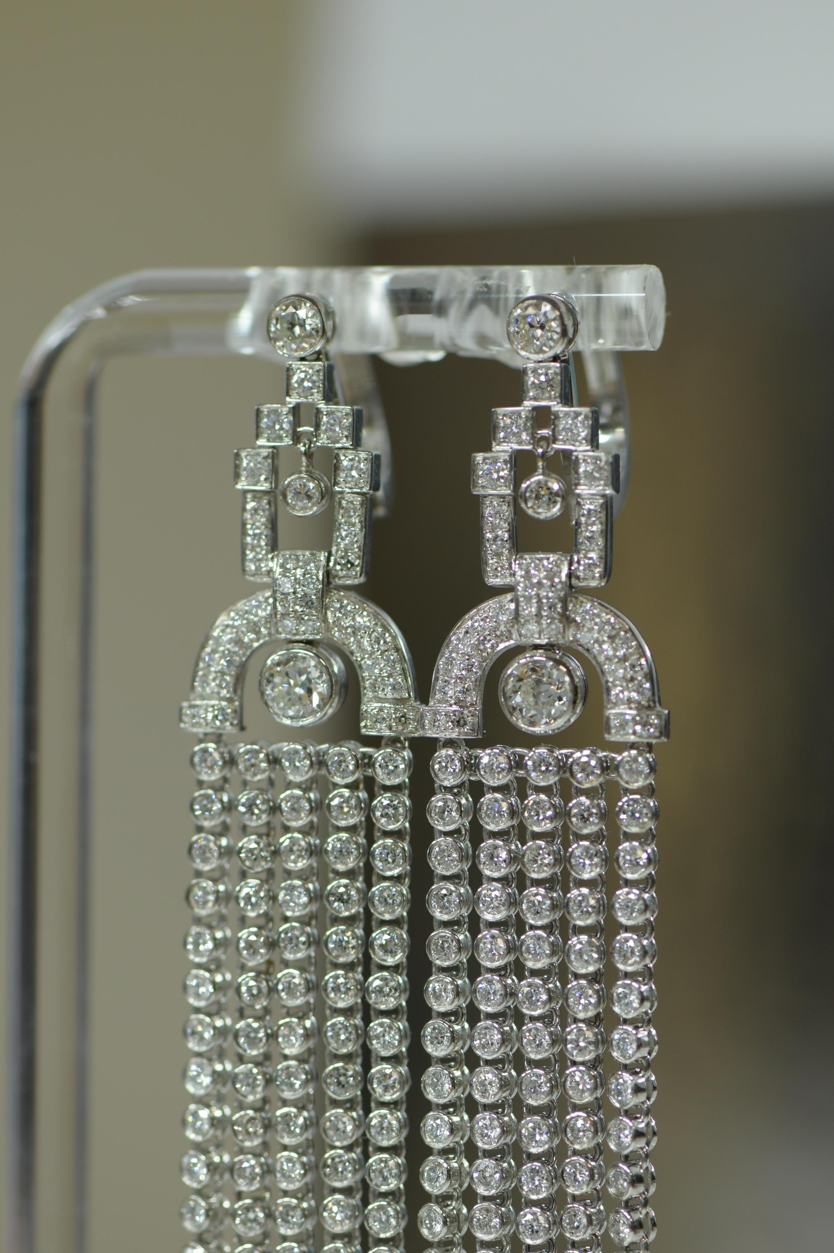 Women's Edwardian Style Long Diamond Tassel Earrings For Sale