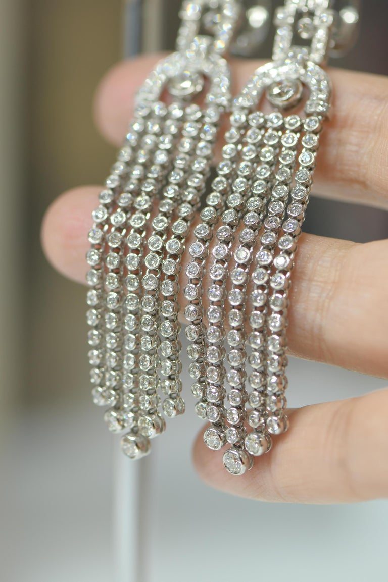 Edwardian Style Long Diamond Tassel Earrings For Sale at 1stDibs