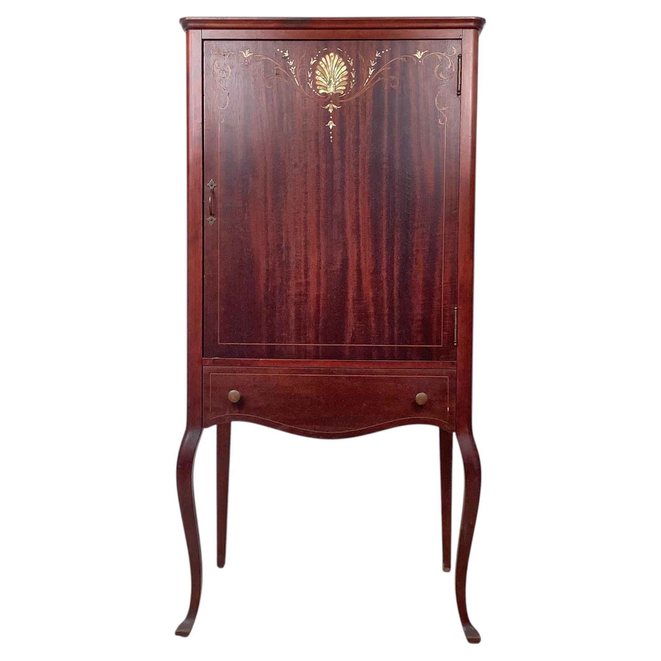 Edwardian Style Mahogany Music Cabinet, Cabriole Legs