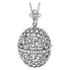Edwardian Style Oval Diamond Open Pendant Locket Necklace, Chavana Collection