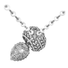 Edwardian Style Oval Diamond Open Pendant Locket Necklace, Chavana Collection