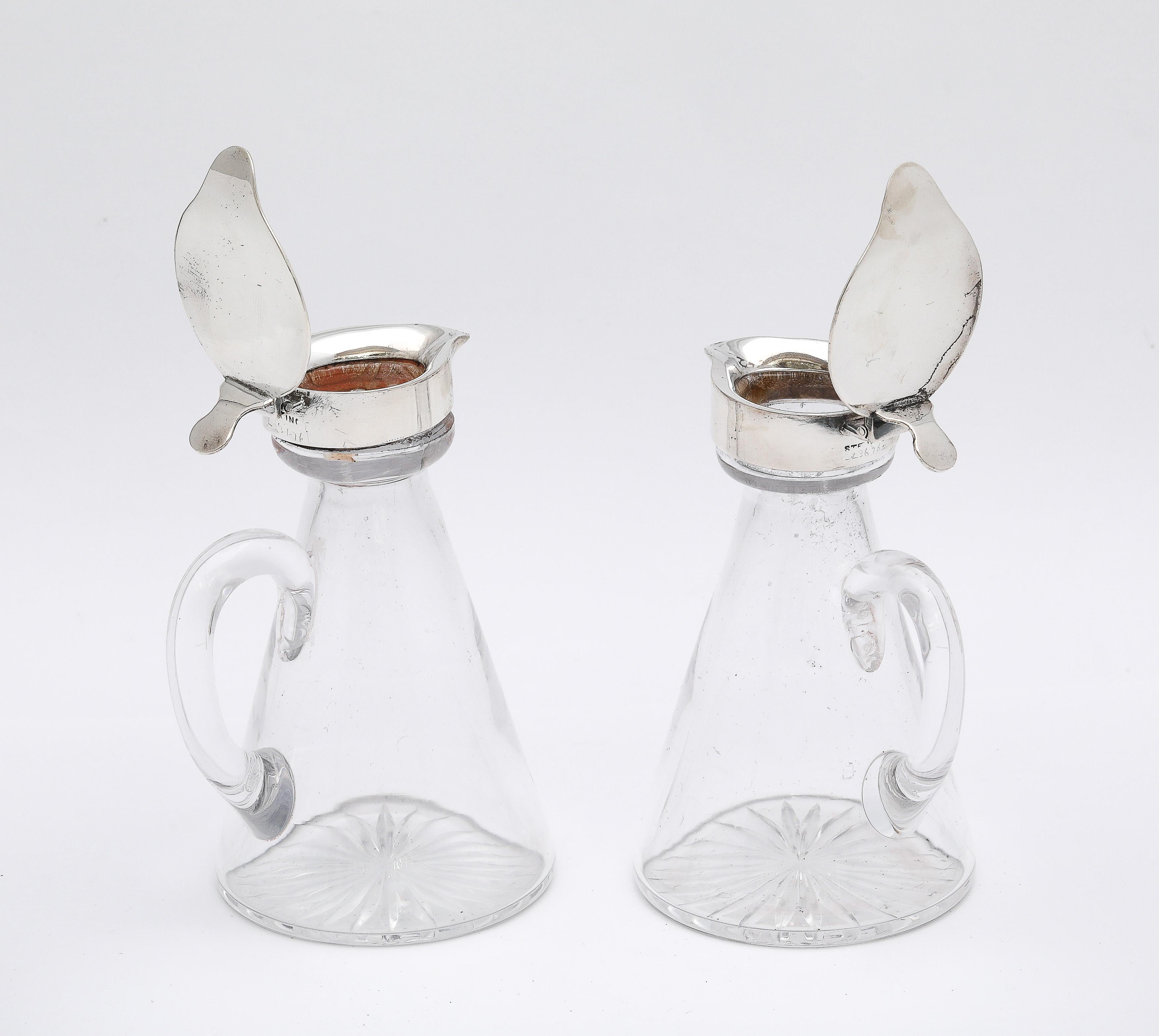Edwardian Style Pair of Hand-Blown Sterling Silver-Mounted Whiskey Noggins/Tots For Sale 6