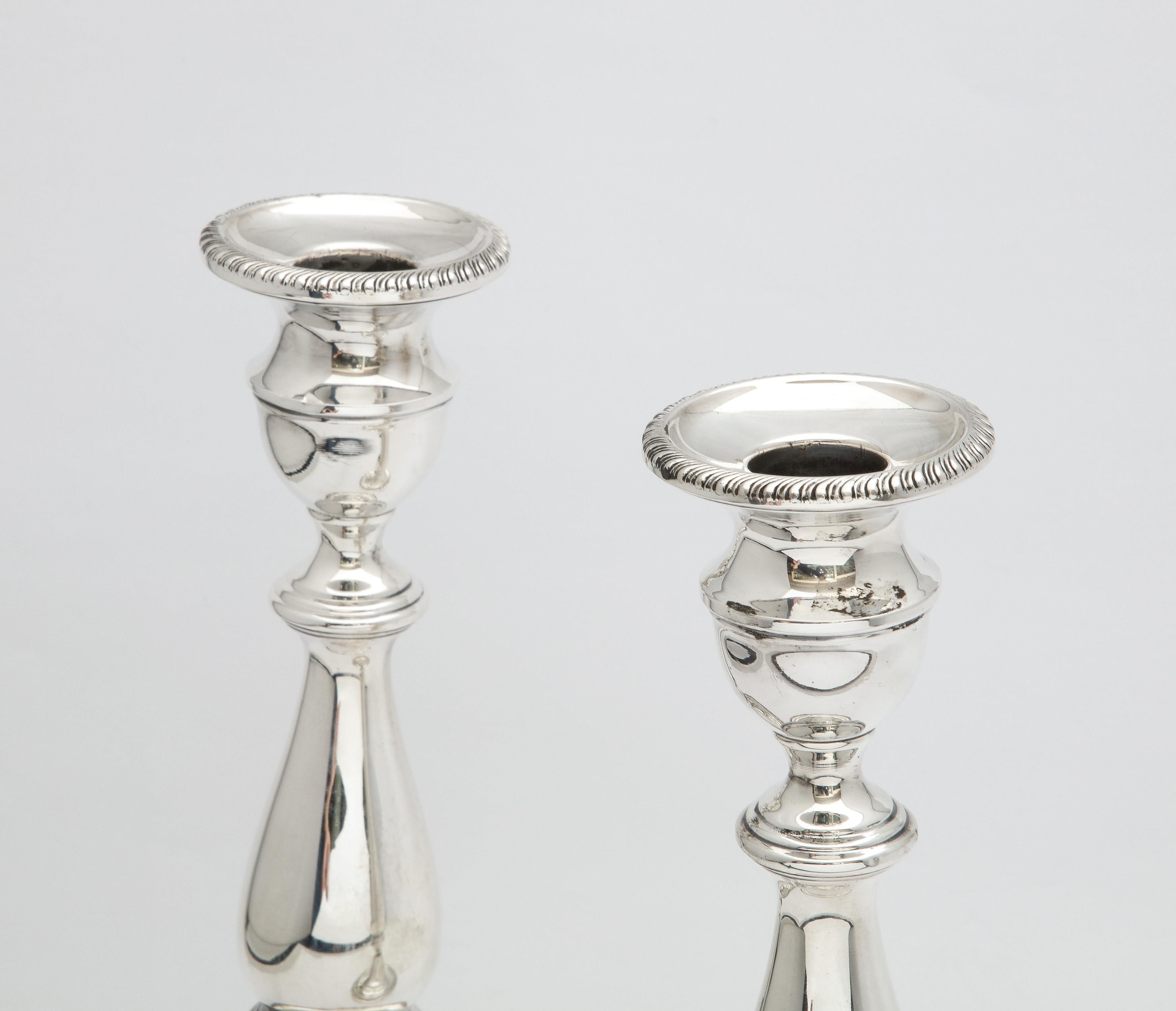 Edwardian-Style Pair of Sterling Silver Candlesticks  For Sale 6