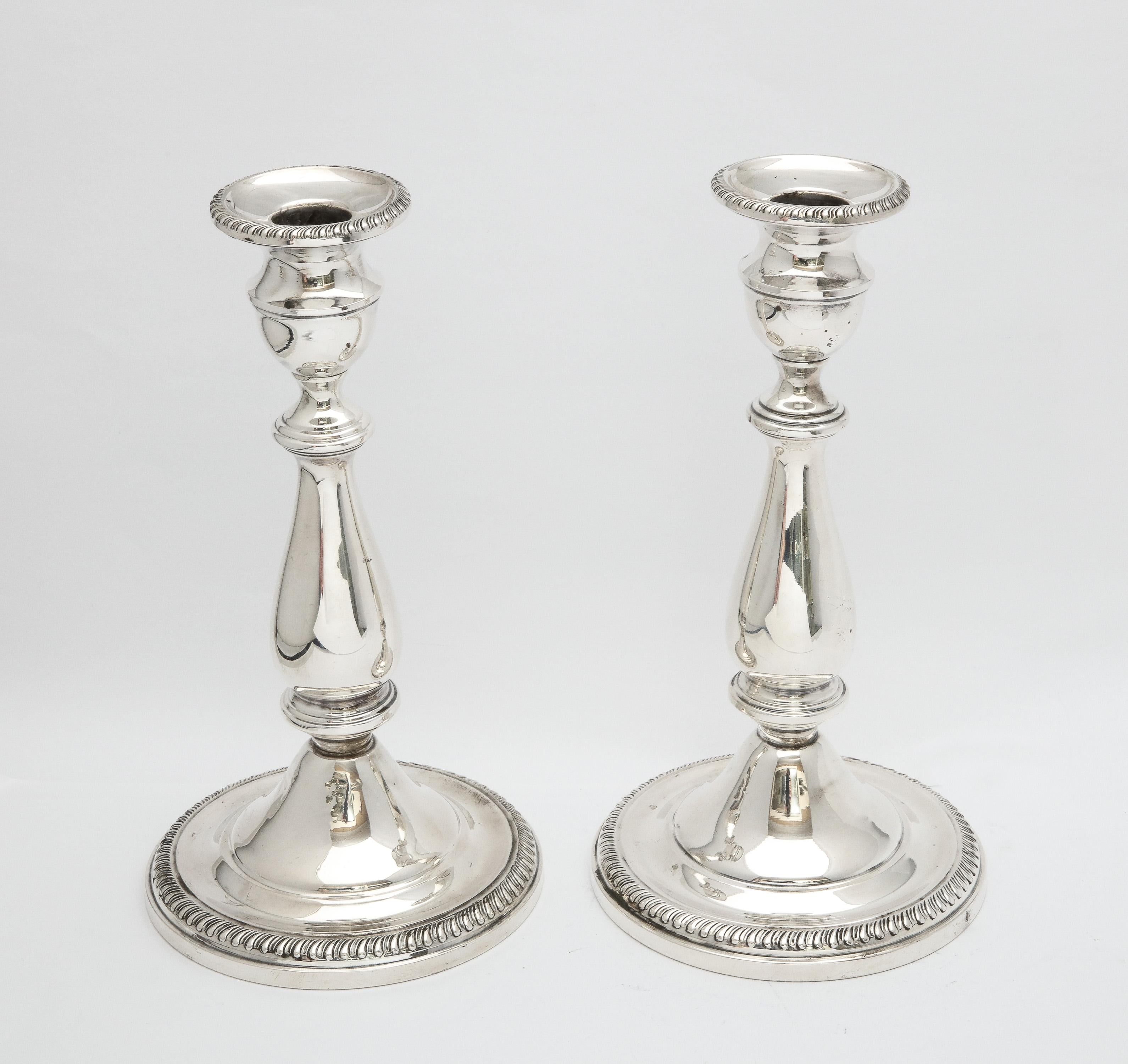 Edwardian-Style Pair of Sterling Silver Candlesticks  For Sale 7