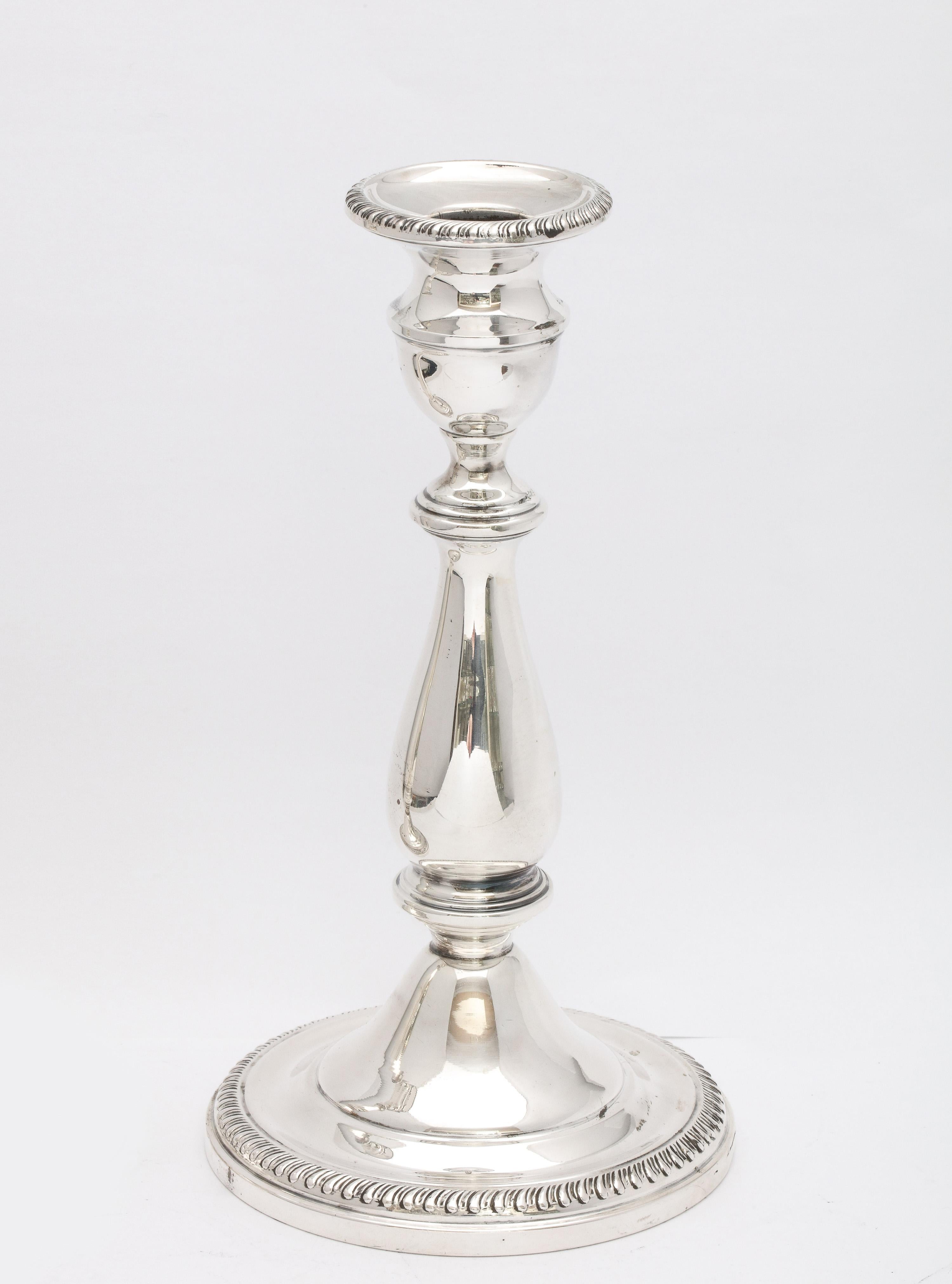 Edwardian-Style Pair of Sterling Silver Candlesticks  In Good Condition For Sale In New York, NY