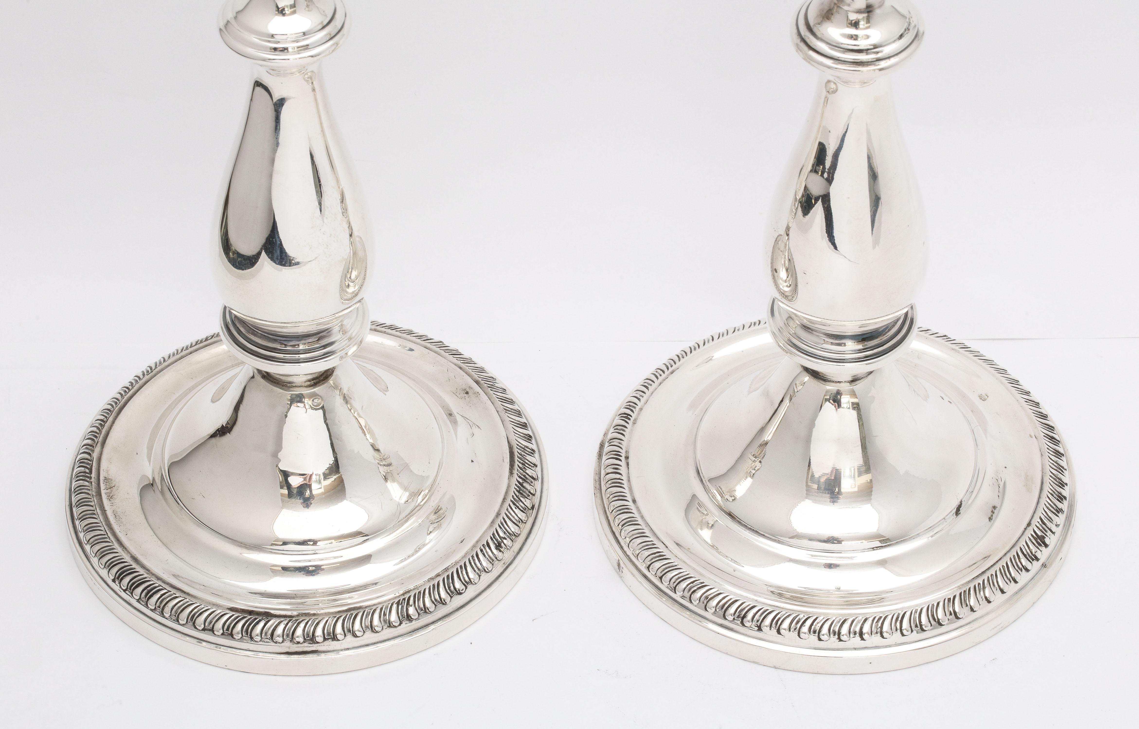 Edwardian-Style Pair of Sterling Silver Candlesticks  For Sale 4