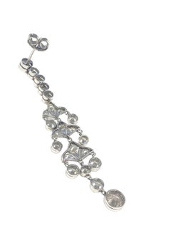 Edwardian Style Platinum and Diamond Chandelier Long Dangle Earrings