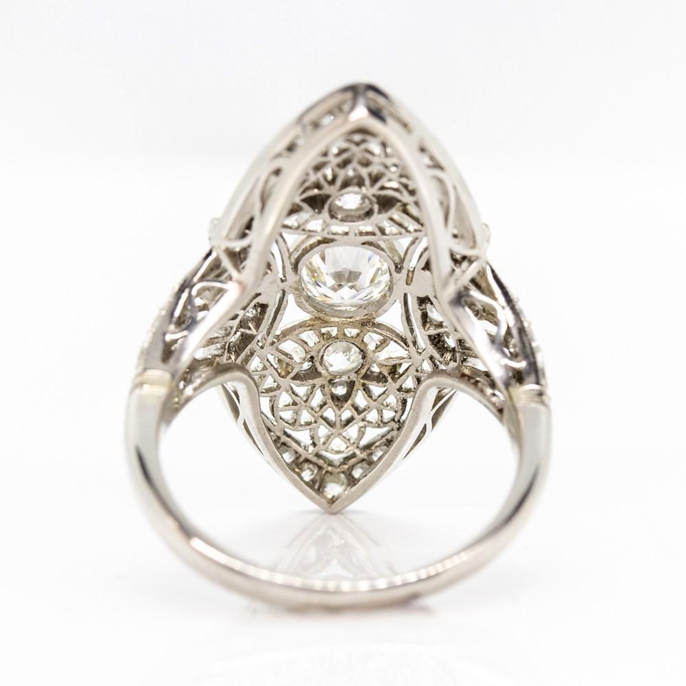 Old European Cut Edwardian Style Platinum Diamonds Ring For Sale