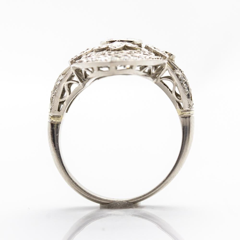 Women's or Men's Edwardian Style Platinum Diamonds Ring For Sale