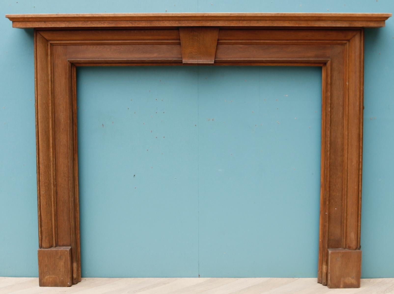 A simple oak fire surround in the Edwardian style.
 
Additional Dimensions
 
Opening Height 91 cm
 
Opening Width 101 cm
 
Width between outsides of the foot blocks 133 cm