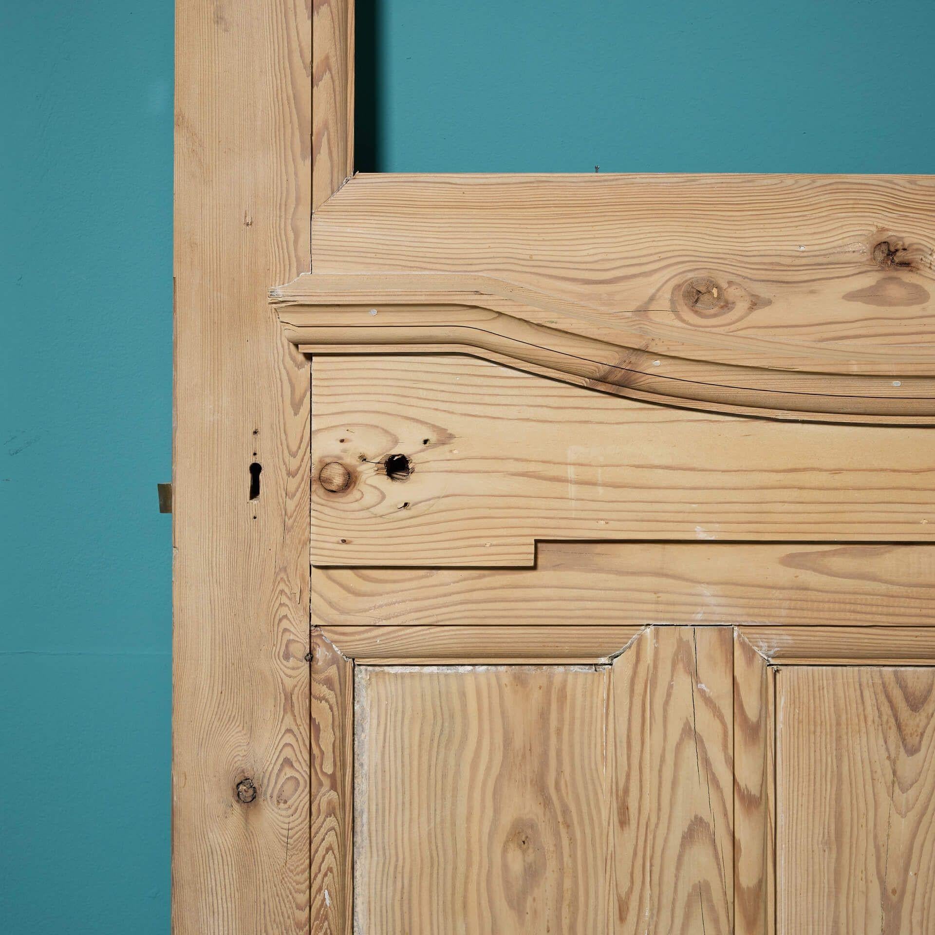 English Edwardian Style Reclaimed Stripped Pine Door For Glazing For Sale