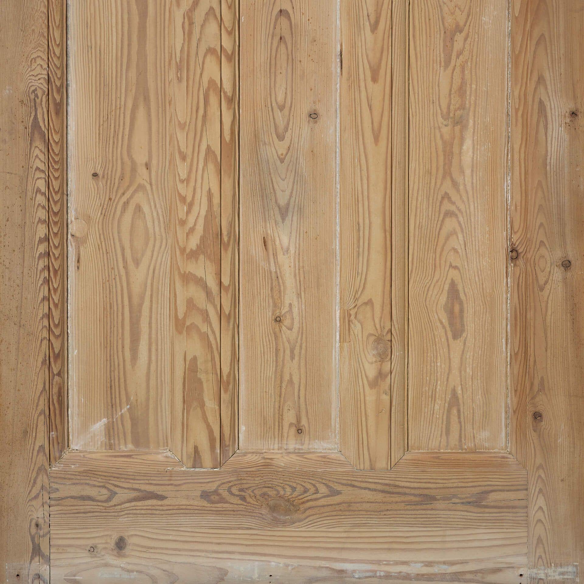 Unglazed Edwardian Style Reclaimed Stripped Pine Door For Glazing For Sale