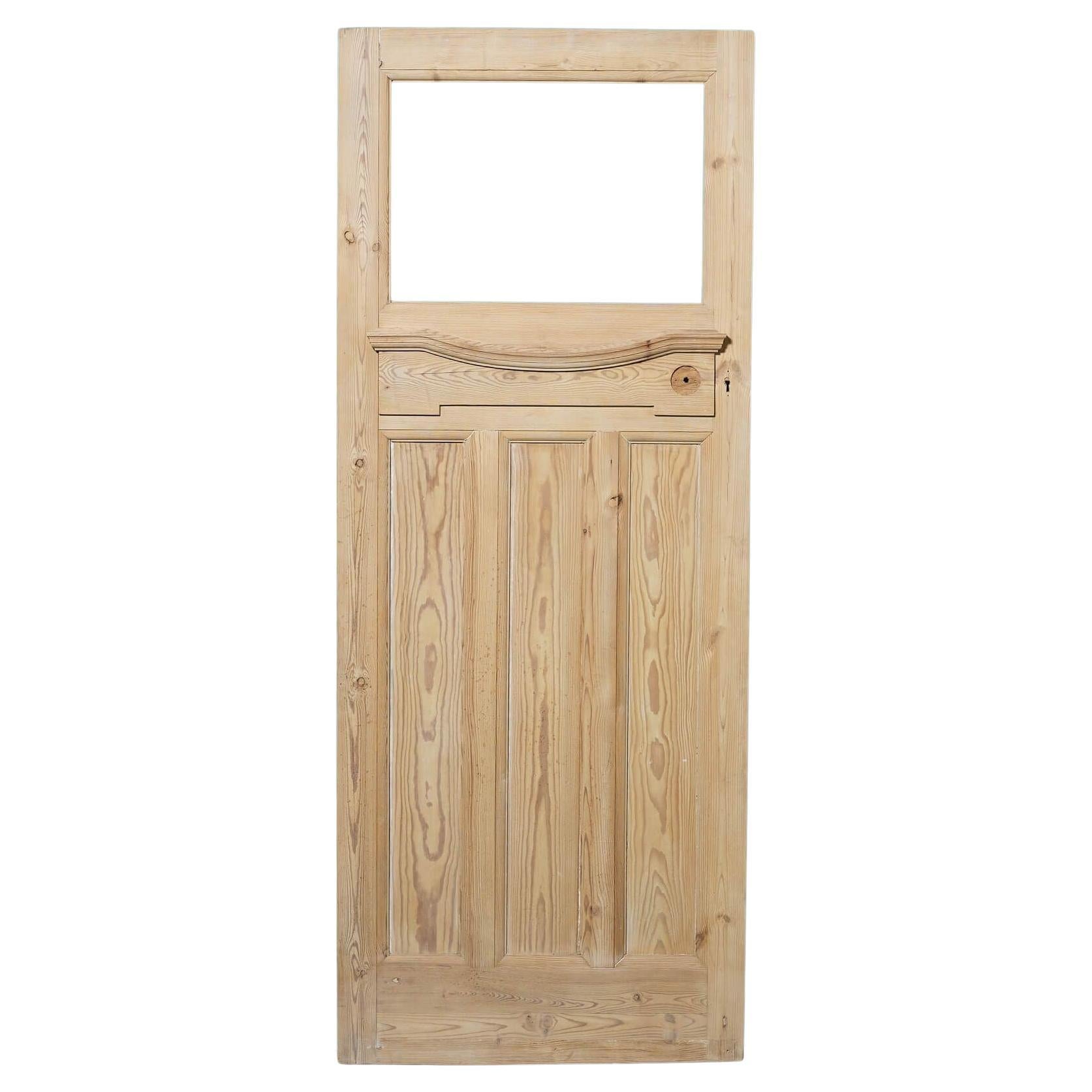 Edwardian Style Reclaimed Stripped Pine Door For Glazing