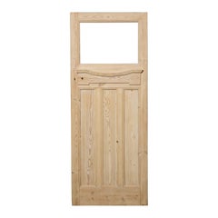 Antique Edwardian Style Reclaimed Stripped Pine Internal Door For Glazing