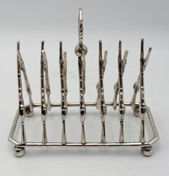 Edwardian Style Silver Plate Hunting Rifle Motif Toast or Letter Rack
