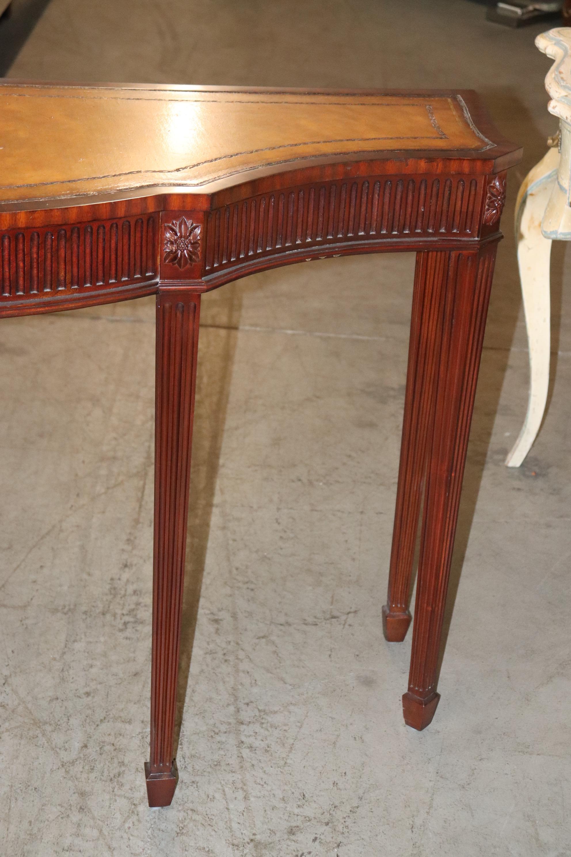 Late 20th Century Edwardian Style Solid Mahogany Leather Top Maitland Smith Console Table