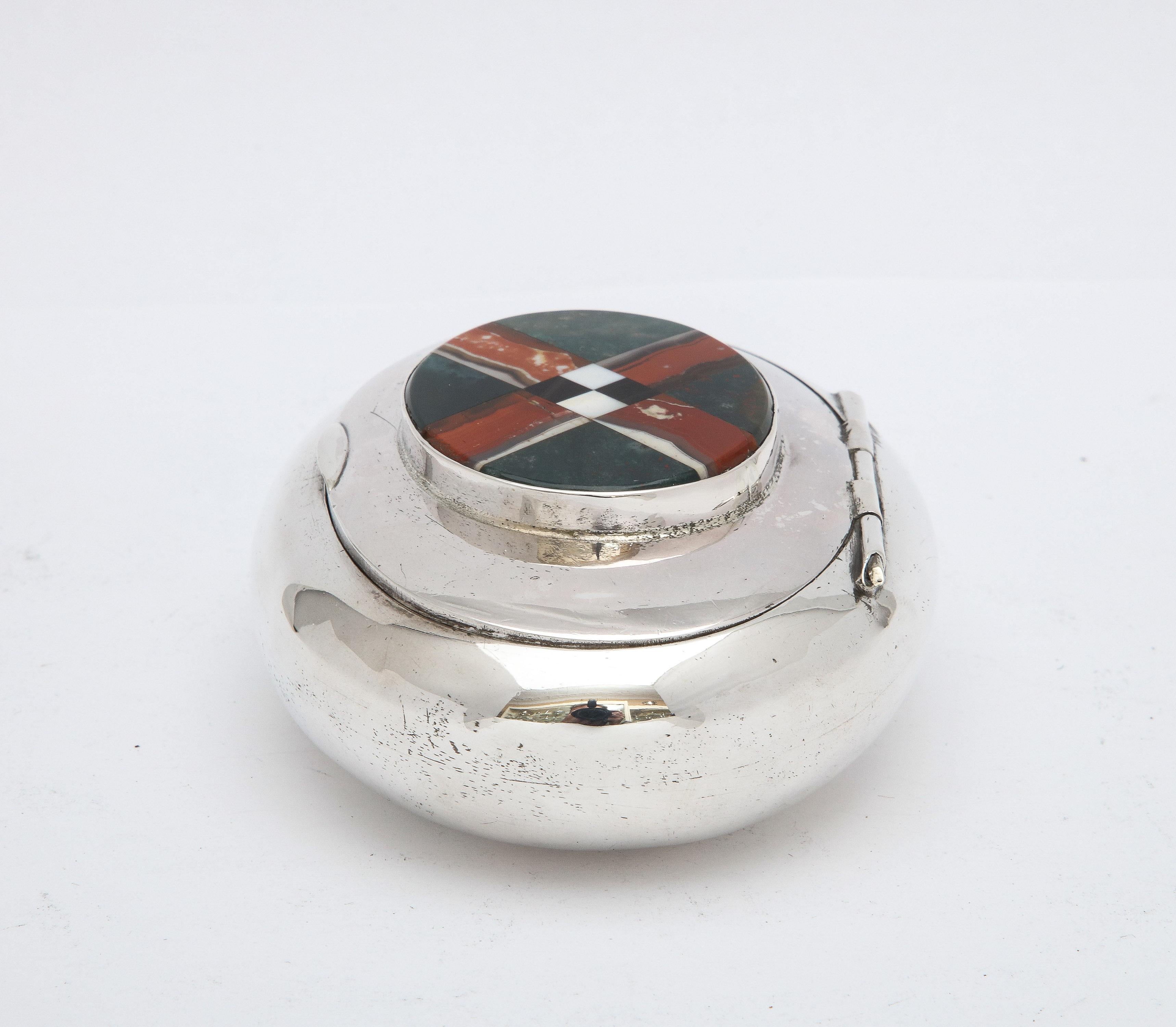 Edwardian Style Sterling Silver and Scottish Agate Trinkets Box with Hinged Lid 3