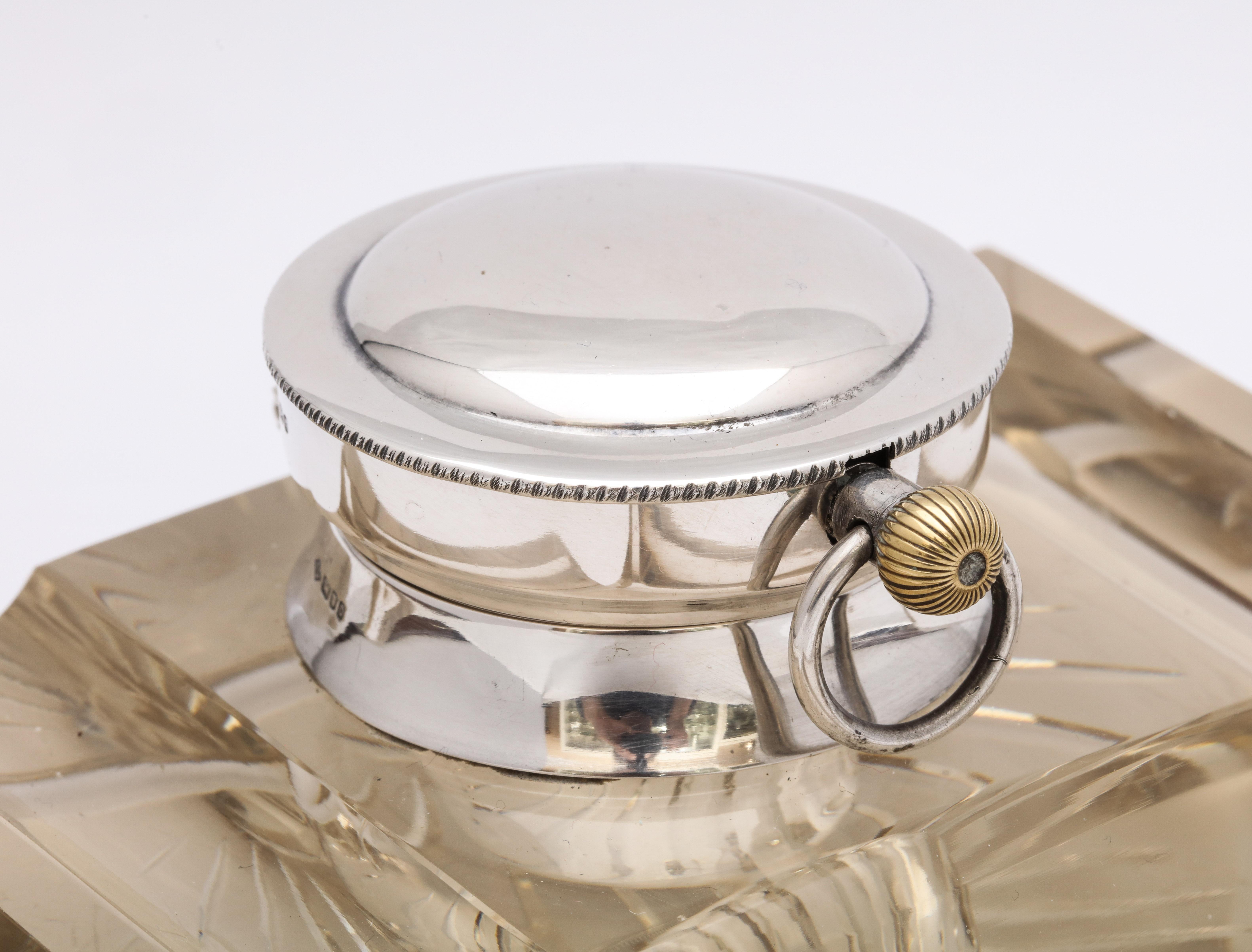 Edwardian-Style Sterling Silver-Mounted Crystal Inkwell/Pocket Watch Holder 9