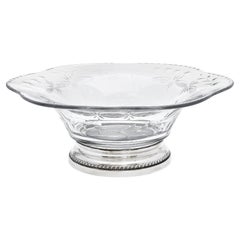 Edwardian Style Sterling Silver-Mounted Wheel-Cut Glass Centerpiece Bowl