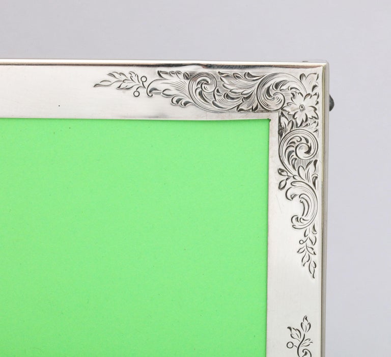 Edwardian-Style Sterling Silver Picture Frame with Wood Back For Sale 4