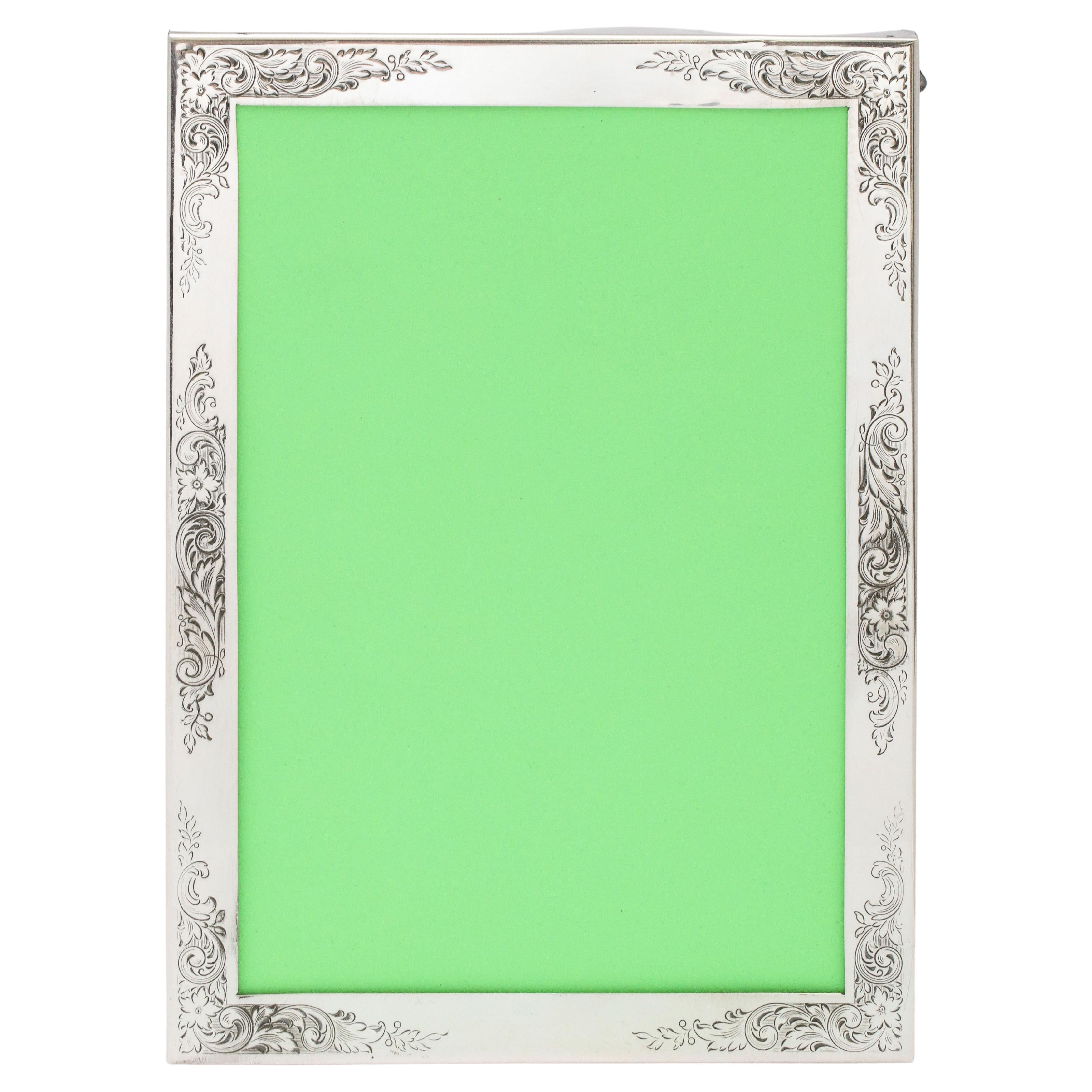 Edwardian-Style Sterling Silver Picture Frame with Wood Back
