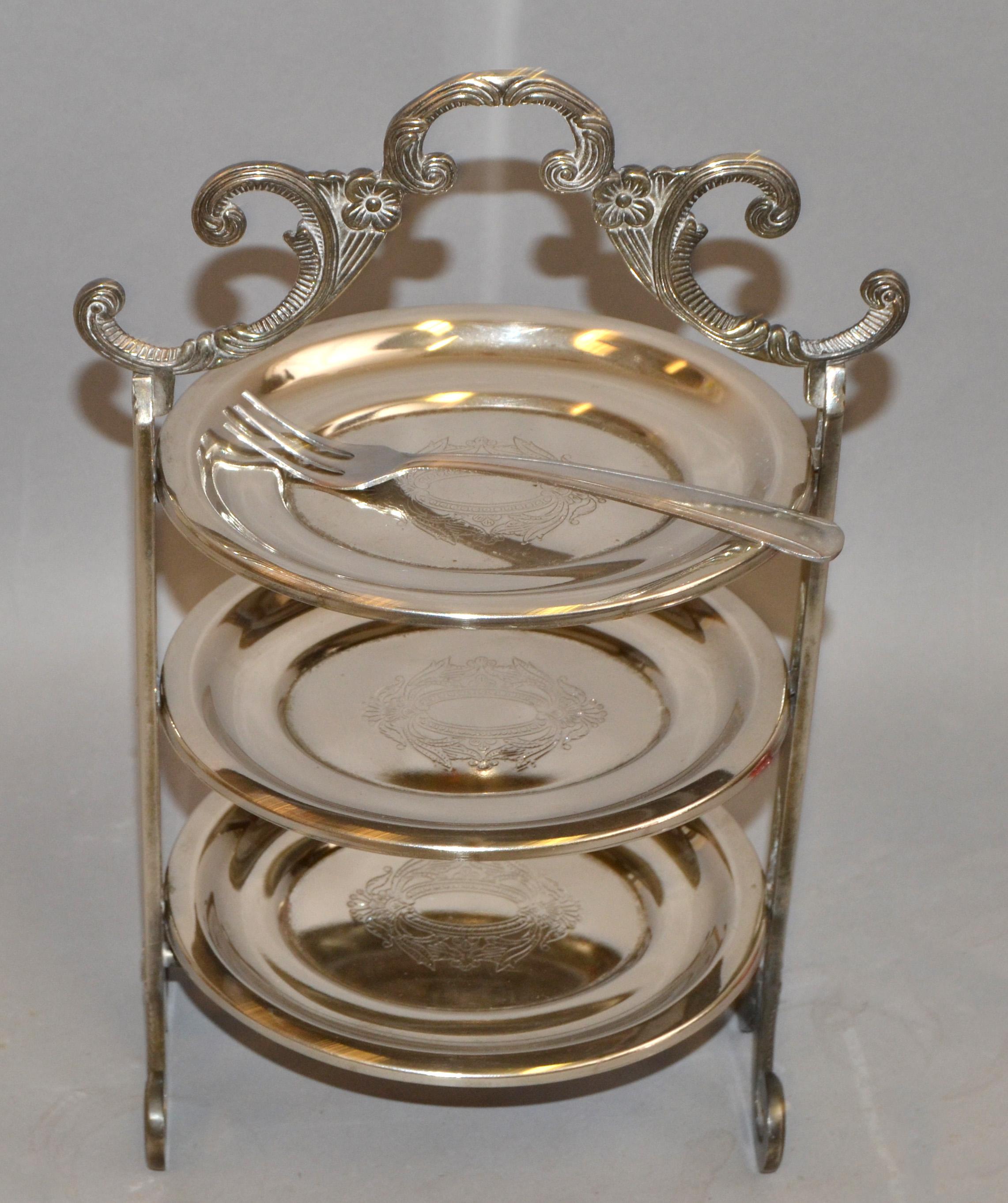 3 tier silver plated dessert stand
