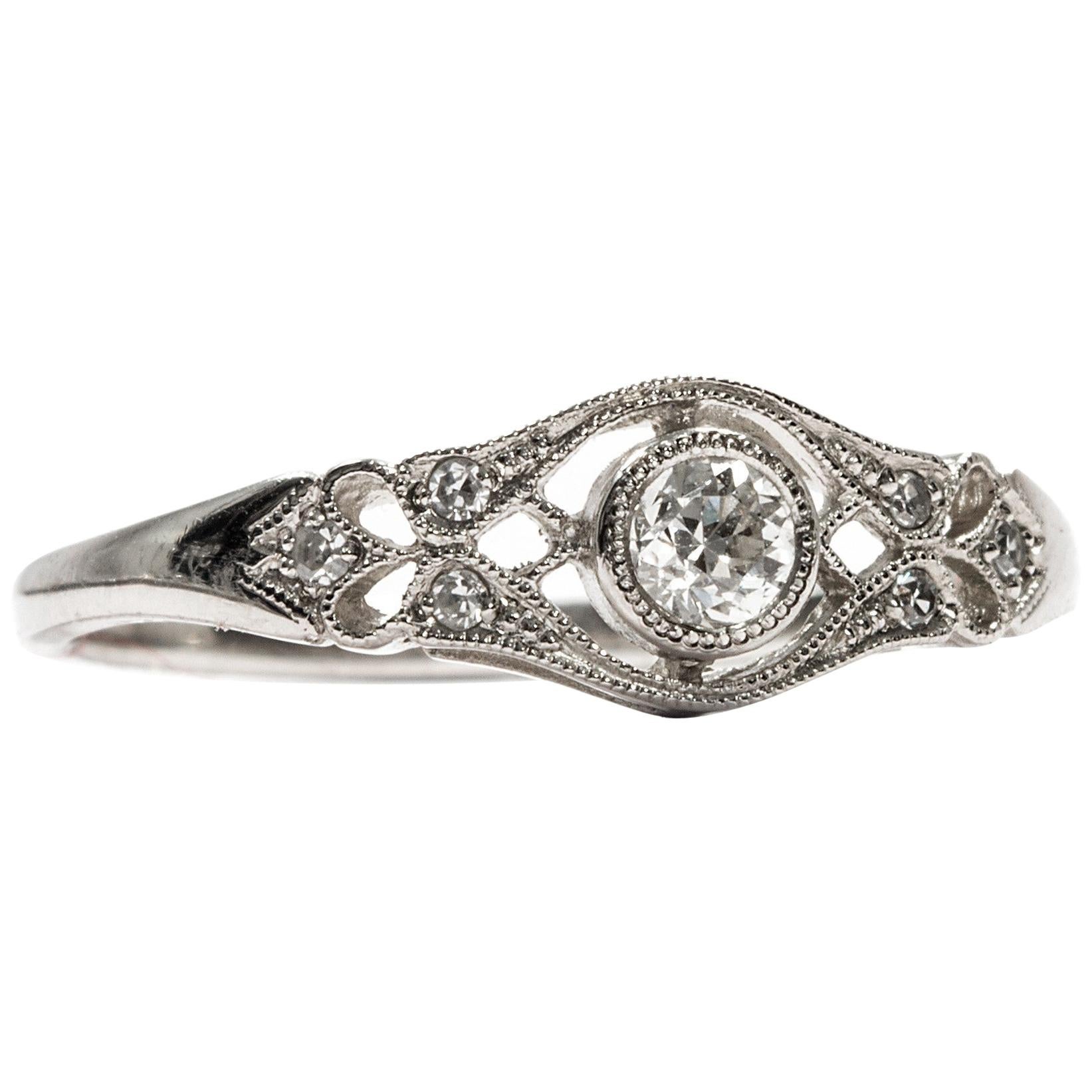 Edwardian Style Unworn Platinum Filigree Brilliant Cut Diamond Engagement  Ring For Sale at 1stDibs | edwardian filigree ring, edwardian filigree  engagement rings