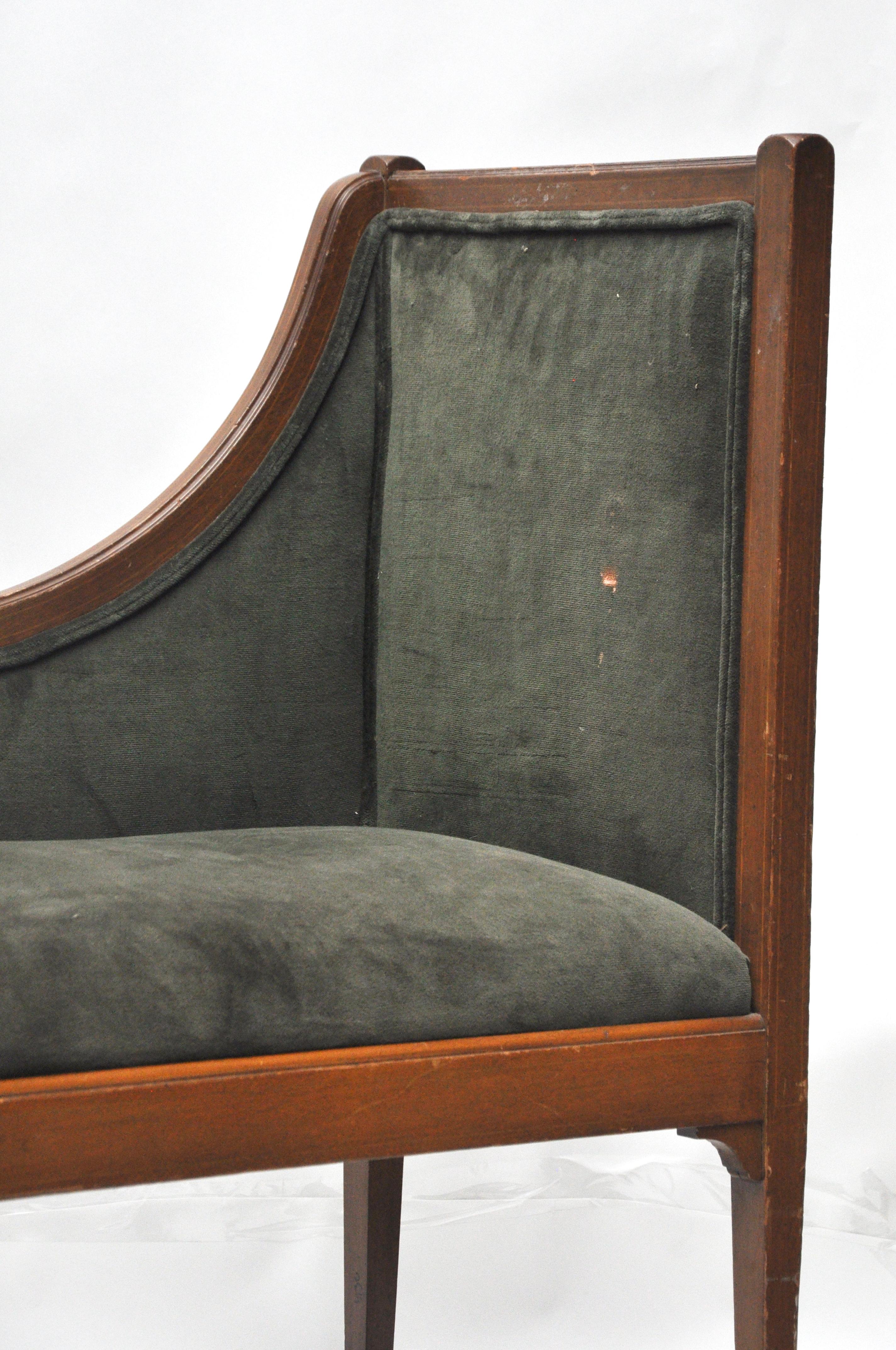 Edwardian Style Upholstered Bench In Good Condition In Geneva, IL
