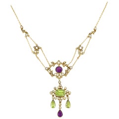 Antique Edwardian Suffragette Lavaliere Necklace