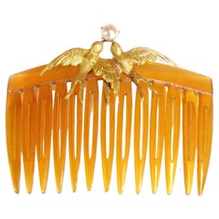 Antique Edwardian Swallow Wedding Comb in 18 Karats Gold