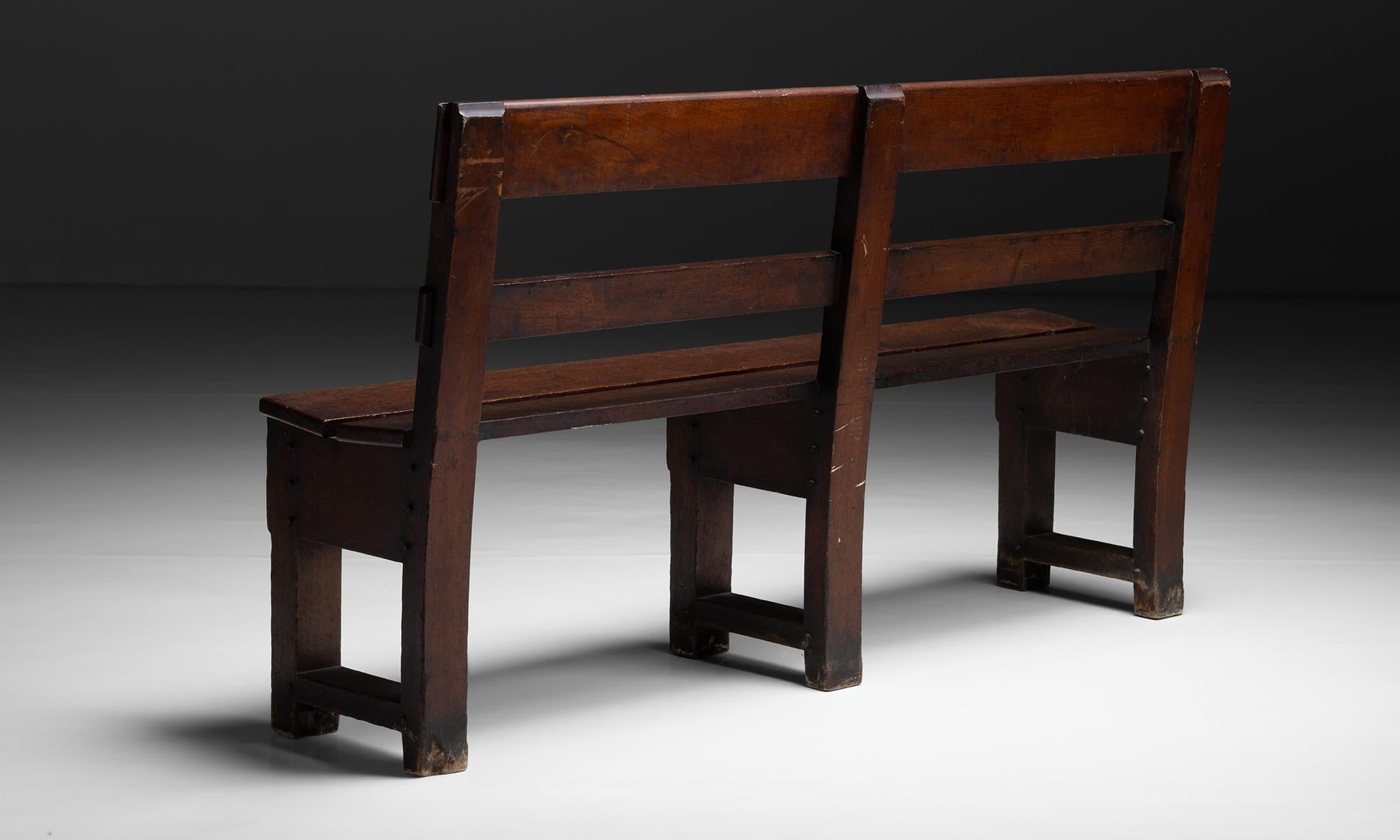 English Edwardian Teak Bench, England circa 1900